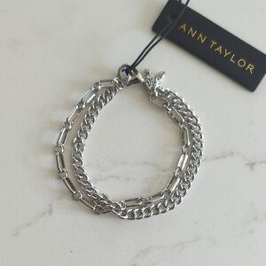 Ann Taylor Silver-Tone Double Chain Bracelet